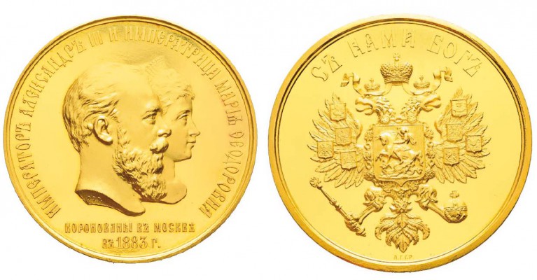 Russie, Alexandre III 1881-1894
Médaille en or au module de 50 Ducats, 1883, Co...