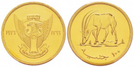 Sudan
100 Pounds, 1976, AU 33.43 g. 900‰ 
Ref : Fr.2, KM#72
Conservation : PCGS MS68. Deuxième plus haut grade.
Quantité : 872 exemplaires. Très r...