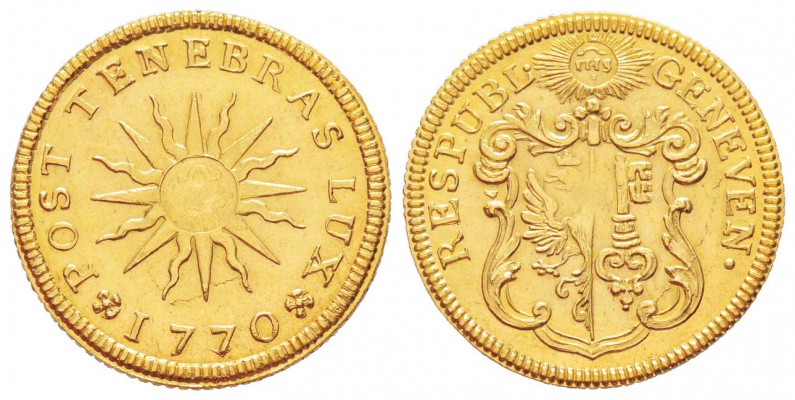 Switzerland, Pistole, Genève, 1770, AU 5.68 g.               
Ref : Fr.262, HMZ...