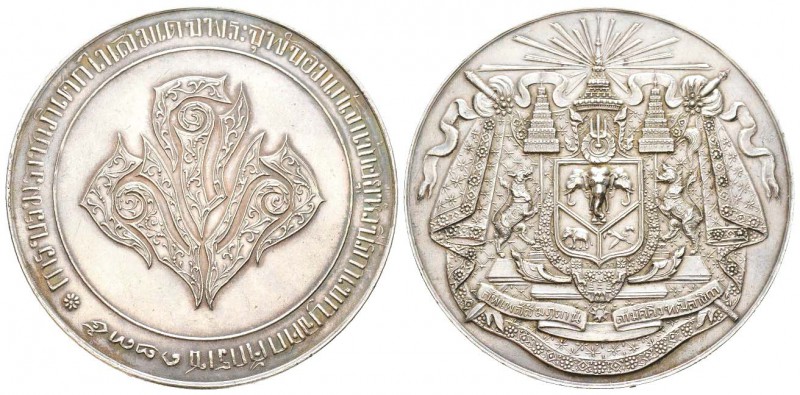 Thaïlande, Rama V, 1868-1910
Médaille en argent 1873, frappée pour le couronnem...