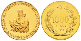 Turquie
1000 Lire, 1979,  FAO, AU 16 g. 917‰
Ref : Fr. 224, KM#932
Conservation : FDC
Quantité: 900 exemplaires. Rare