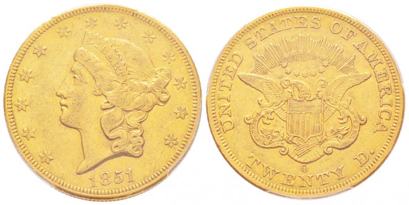USA, 20 Dollars, New Orleans, 1851 O, AU 33.43 g.               
Ref : Fr.171, ...