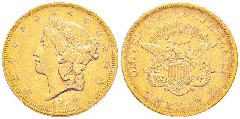 USA, 20 Dollars, Philadelphie, 1852, AU 33.43 g.               
Ref : Fr.169, K...