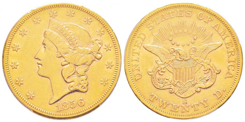 USA, 20 Dollars, San Francisco, 1856 S, AU 33.43 g.               
Ref : Fr.172...
