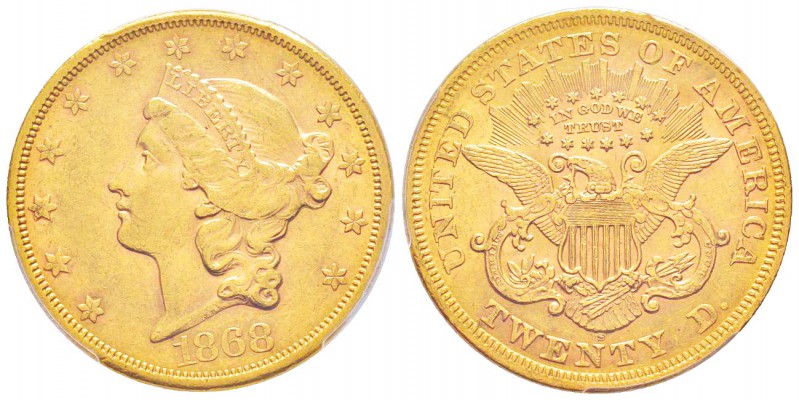 USA, 20 Dollars, San Francisco, 1868 S, AU 33.43 g.               
Ref : Fr.175...