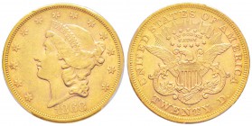 USA, 20 Dollars, San Francisco, 1868 S, AU 33.43 g.               
Ref : Fr.175, KM#74.2        
Conservation : PCGS AU55