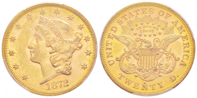 USA, 20 Dollars, San Francisco, 1872 S, AU 33.43 g.               
Ref : Fr.175...