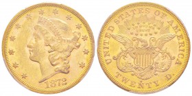 USA, 20 Dollars, San Francisco, 1872 S, AU 33.43 g.               
Ref : Fr.175, KM#74.2                   
Conservation : PCGS MS60