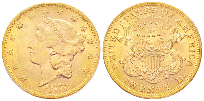 USA, 20 Dollars, Philadelphia, 1873 OPEN 3, AU 33.43 g.               
Ref : Fr...