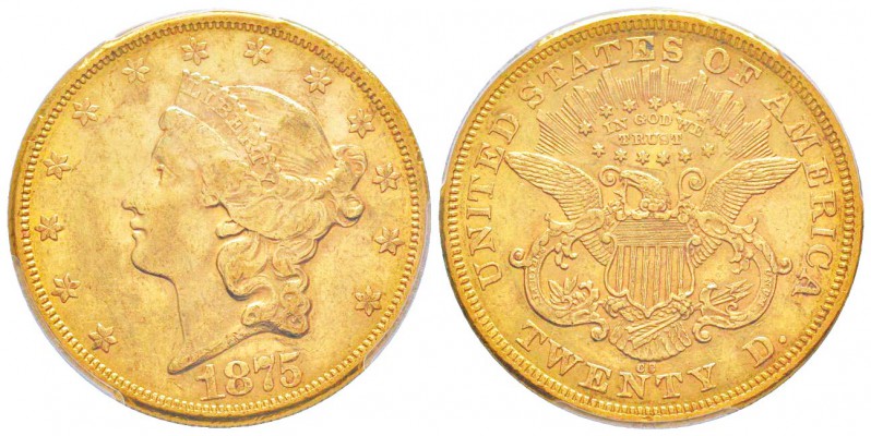 USA, 20 Dollars, Carson City, 1875 CC, AU 33.43 g.               
Ref : Fr.176,...