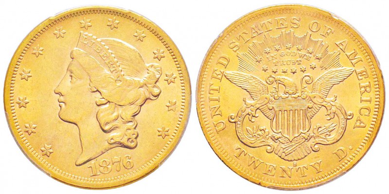 USA, 20 Dollars, San Francisco, 1876 S, AU 33.43 g.               
Ref : Fr.175...