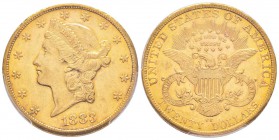 USA, 20 Dollars, Carson City, 1883 CC, AU 33.43 g.
Ref : Fr.179, KM#74.3
Conservation : PCGS AU58