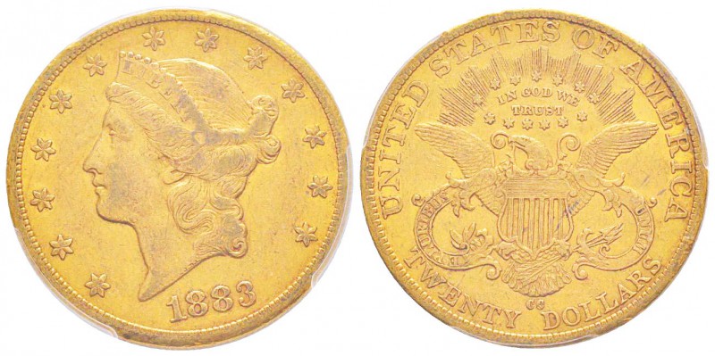 USA, 20 Dollars, Carson City, 1883 CC, AU 33.43 g.
Ref : Fr.179, KM#74.3
Conse...