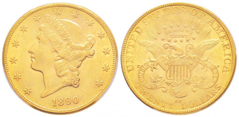 USA, 20 Dollars, Carson City, 1890 CC, AU 33.43 g.               
Ref : Fr.179,...