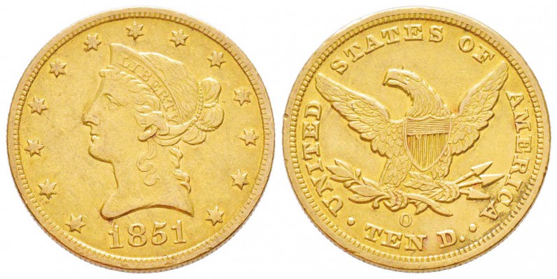 USA, 10 Dollars, New Orleans, 1851 O, AU 16.65 g.               
Ref : Fr.156 ,...
