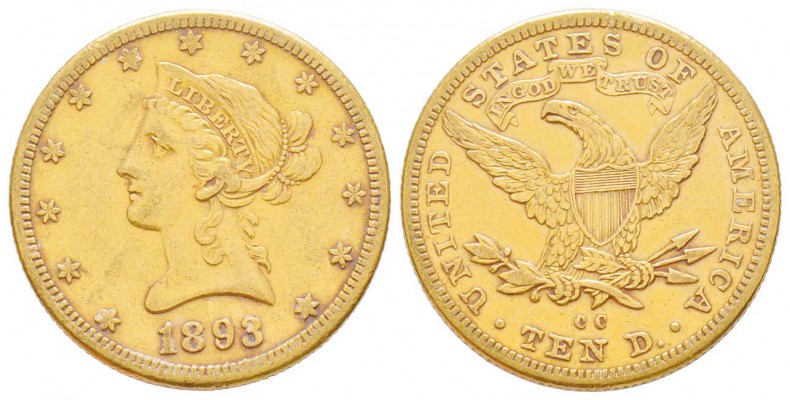 USA, 10 Dollars, Carson City, 1893 CC,  AU 16.65 g.               
Ref : Fr.161...