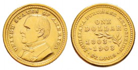 USA, Dollar, 1903, Louisiana purchase Exposition - McKinley, AU 1.67 g.               
Ref : Fr.99, KM#120           
Conservation : presque FDC