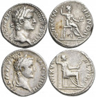 Tiberius (14 - 37): Lot 2 Stück: AR-Denar, 3,78 und 3,84 g. Kampmann 5.4, sehr schön und sehr schön+ (kleiner Randfehler).
 [differenzbesteuert]