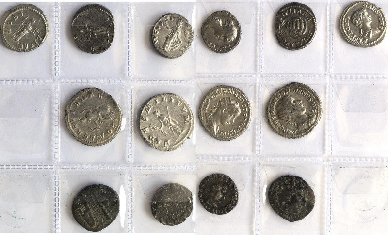Römische Münzen: Lot 7 nicht näher bestimmten Münzen, dabei Denare und Antoninia...