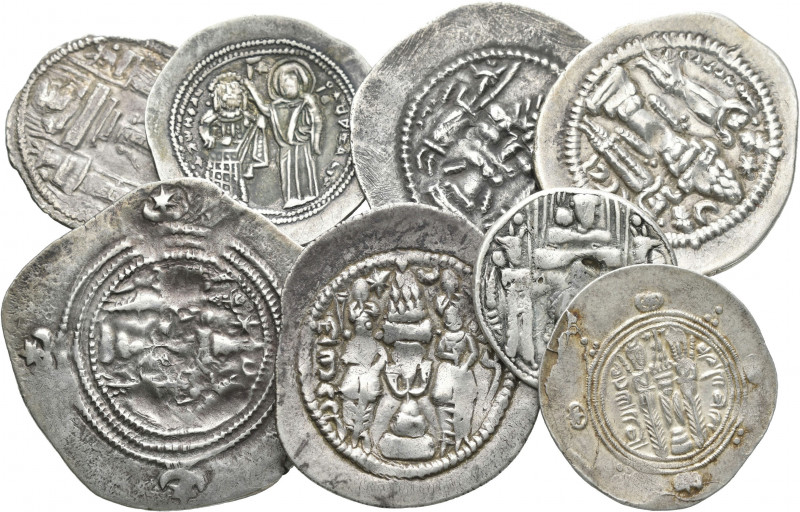 Antike: Lot 8 Silbermünzen: Reich der Sassaniden (persisches Großreich) sowie ei...