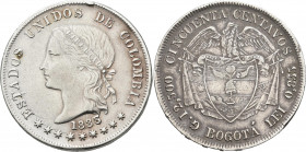 Kolumbien: 50 Centavos 1883 Bogota, KM# 177.1, sehr schön.
 [differenzbesteuert]