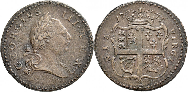 Vereinigte Staaten von Amerika: Virginia, Georg III.: Cu Halfpenny (½ Penny) 177...
