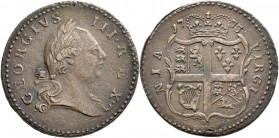 Vereinigte Staaten von Amerika: Virginia, Georg III.: Cu Halfpenny (½ Penny) 1773 ohne Punkt nach GEORGIVS. 10,19 g. Sehr schön.
 [differenzbesteuert...
