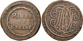 Frankreich: Louis XVIII. 1814-1824: CU Jeton o.J. (um 1820) aus den Minen von Fresnes (Valenciennes). Im Doppelkreis MINES DE FRESNES / Monogramm DTL....