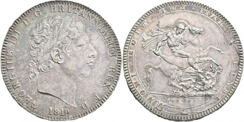 Großbritannien: George III. 1760-1820: Crown 1819 LX. 28,30 g. KM# 675, Davenpor...