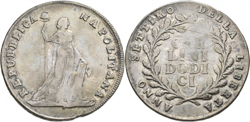Italien: Neapel und Sizilien, Republik: 12 Carlini (Piastra) Jahr 7 (1799) Neape...