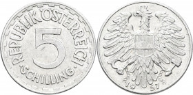 Österreich: 2. Republik ab 1945: 5 Schilling 1957, seltener Jahrgang, KM# 2879, Jaeger 457, Herinek 35, Kratzer, sehr schön+.
 [differenzbesteuert]