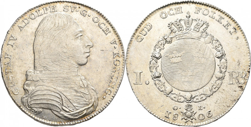 Schweden: Gustav IV. Adolf 1792-1809: 1 Riksdaler 1806 OL, Stockholm. 29,40 g. K...