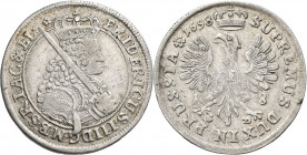 Altdeutschland und RDR bis 1800: Brandenburg-Preußen, Friedrich III. 1688-1701: 18 Gröscher (Tympf) 1698 SD (Siegmund Dannies), Königsberg. 5,78 g. v....