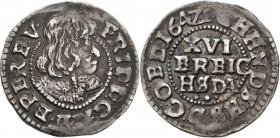 Altdeutschland und RDR bis 1800: Bremen, Friedrich III. von Dänemark als Erzbischof von Bremen und Verden 1634-1646: 1/16 Taler 1642 (Düttchen, 3 Schi...