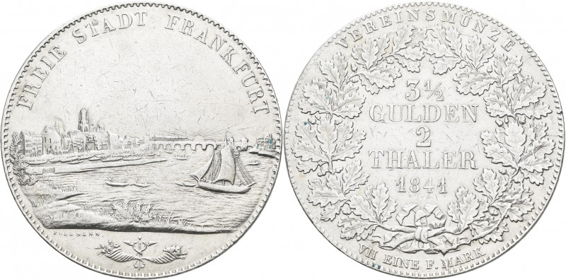 Frankfurt am Main: Freie Stadt: Doppeltaler 1841 (Vereinsmünze, 3½ Gulden, 2 Tha...