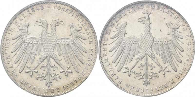 Frankfurt am Main: Freie Stadt: Doppelgulden 1848, Konstituierende Versammlung d...