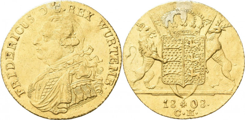 Württemberg: Friedrich II./I. 1797-1806-1816: Dukat 1808 CH (Münzmeister Johann ...