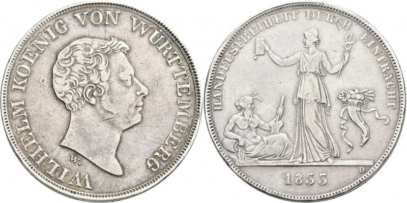 Württemberg: Wilhelm I. 1816-1864: Taler 1833 (Kronentaler), Handelsfreiheit. AK...