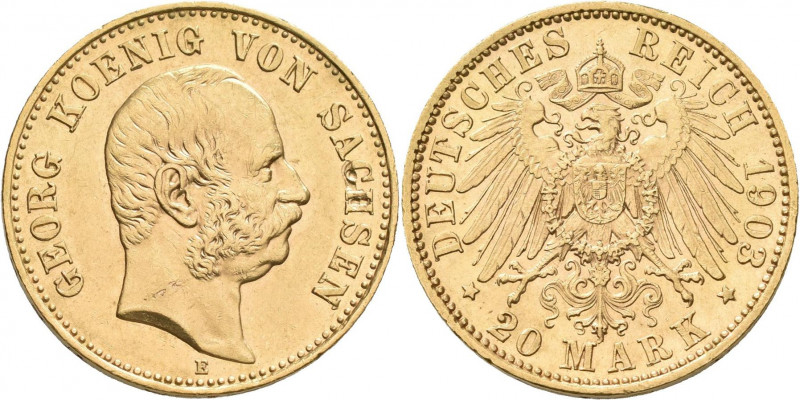 Sachsen: Georg 1902-1904: 20 Mark 1903 E, Jaeger 266. 7,93 g, 900/1000 Gold. Sch...