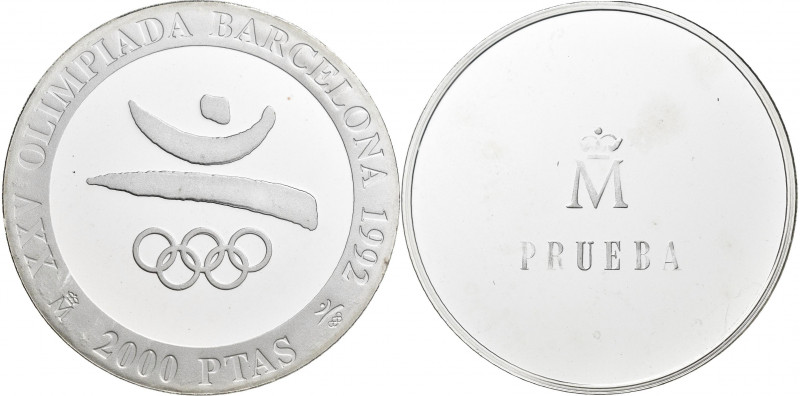 Proben & Verprägungen: Spanien, 2000 Pesetas 1990 zur Olympiade Barcelona 1992. ...