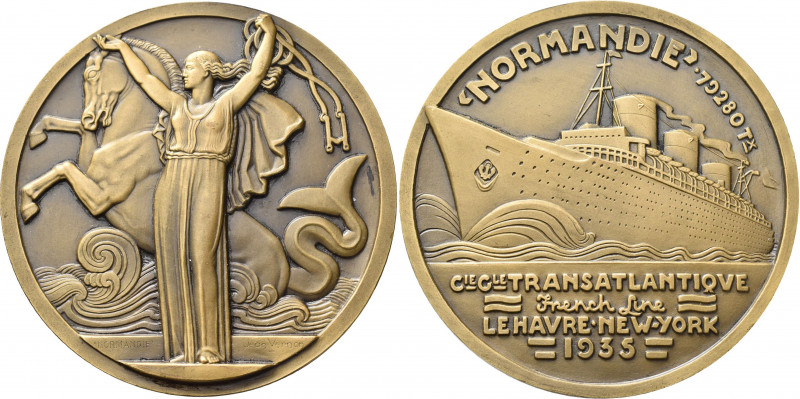 Medaillen alle Welt: Frankreich, Schiffsfahrt: Große Bronze Medaille 1935 von Je...