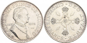 Monaco: Rainer III. 1949-2005: 50 Francs 1974, 25-jähriges Regierungsjubiläum. Essai (Probe in Silber), Auflage nur 1.000 Ex. KM# E66, Gadoury 147.
 ...