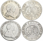 Altdeutschland und RDR bis 1800: Sachsen, kleines Lot mit 4 Münzen, dabei: 3 x 2/3 Taler (1765, 1767 und 1770) sowie Taler 1795
 [differenzbesteuert]...
