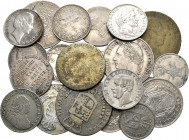 Altdeutschland und RDR 1800 - 1871: Lot 21 nicht näher bestimmter Kleinmünzen, dabei z.B. Bremen 36 Grote 1840, ½ Gulden aus Nassau, Sachsen-Meiningen...
