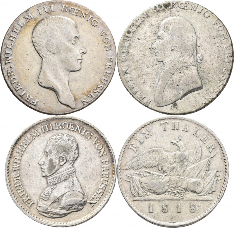 Preußen: Lot Preußen, dabei: 3x Taler 1803, 1814, 1818A, 1/6 Taler 1812, 4 Grosc...