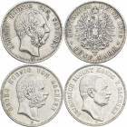 Sachsen: Albert, Georg und Friedrich August: Lot 3 x 5 Mark, dabei 1876 (J. 122), 1904 (J. 130) und 1907 (J. 136).
 [differenzbesteuert]