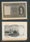 Conjunto de 2 pruebas fotográficas de un billete no emitido de 50 Pesetas, presentando el busto de Carlos I de Inglaterra (incluye la prueba de anvers...