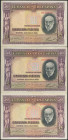 Conjunto de 3 billetes de 50 Pesetas, emitidos el 22 de Julio de 1935, todos ellos sin serie. (Edifil 2021: 366), presentan gran parte de su apresto o...