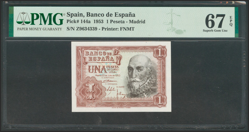 1 Peseta. 22 de Julio de 1953. Serie Z. (Edifil 2021: 465a). Apresto original. S...