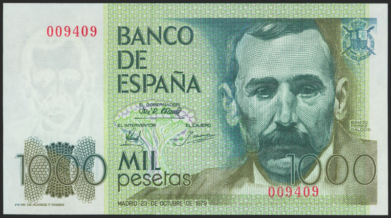 1000 Pesetas. 23 de Octubre de 1979. Sin serie y con numeración baja. (Edifil 20...